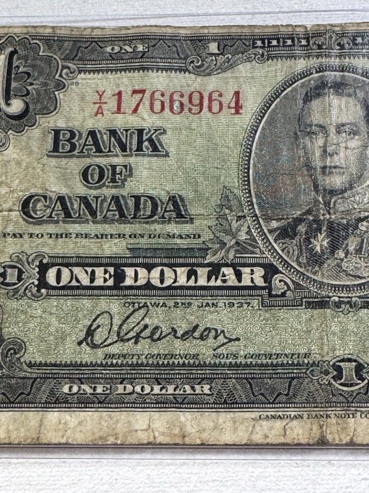 1937 Canada 1 Dollar Banknote P# 58d