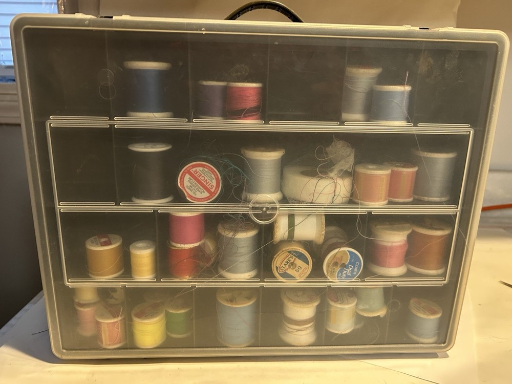 Sewing Thread Dual Case Storage Set Clear Organizer 2 Sided with Thread