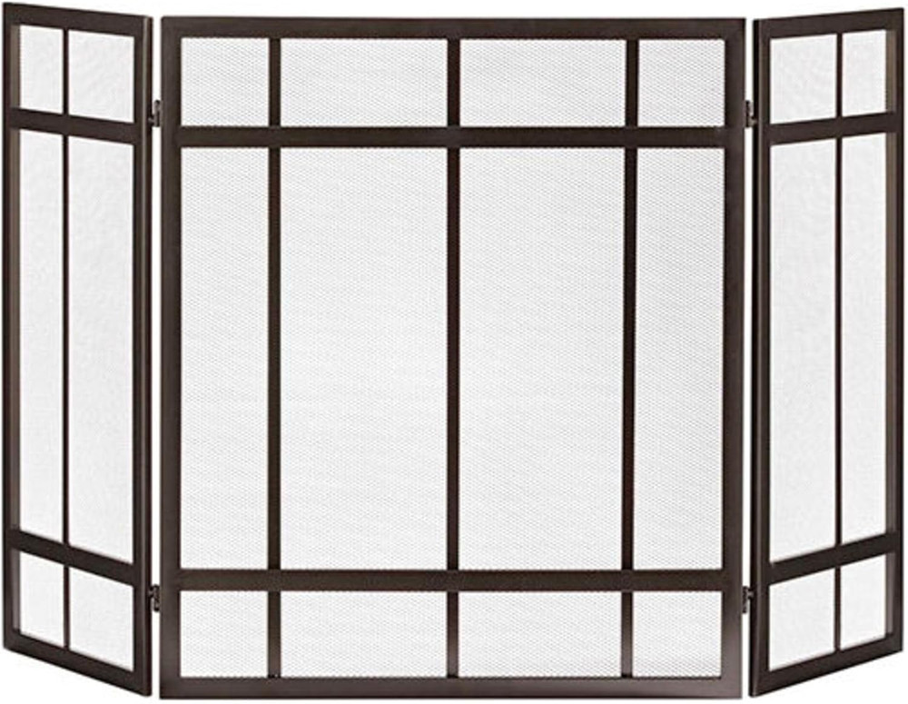 Mission Style 3-Panel Fireplace Screen