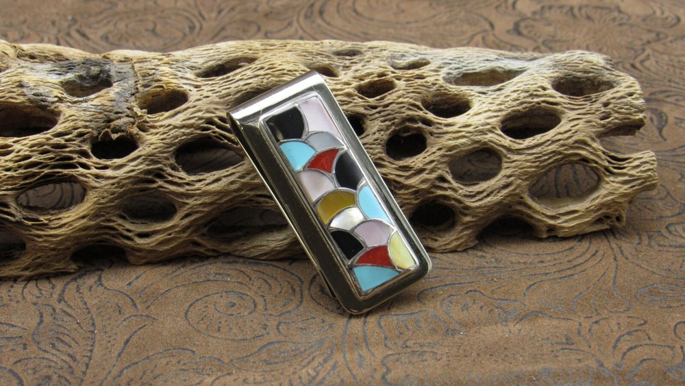 *Multi Stone Inlay Money Clip+