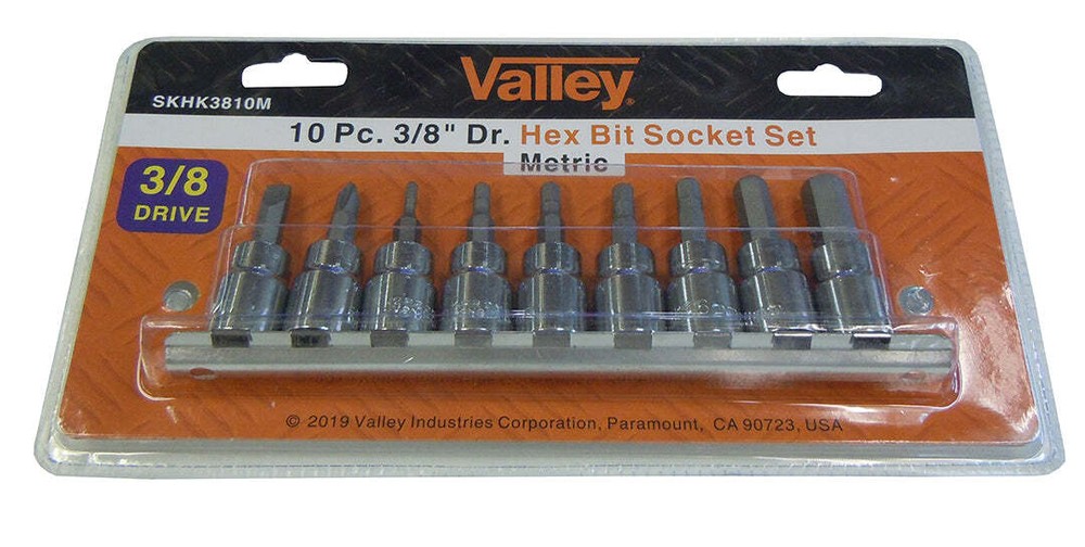 Hex Metric Socket Set 9pc 3/8" Drive with Socket Rail