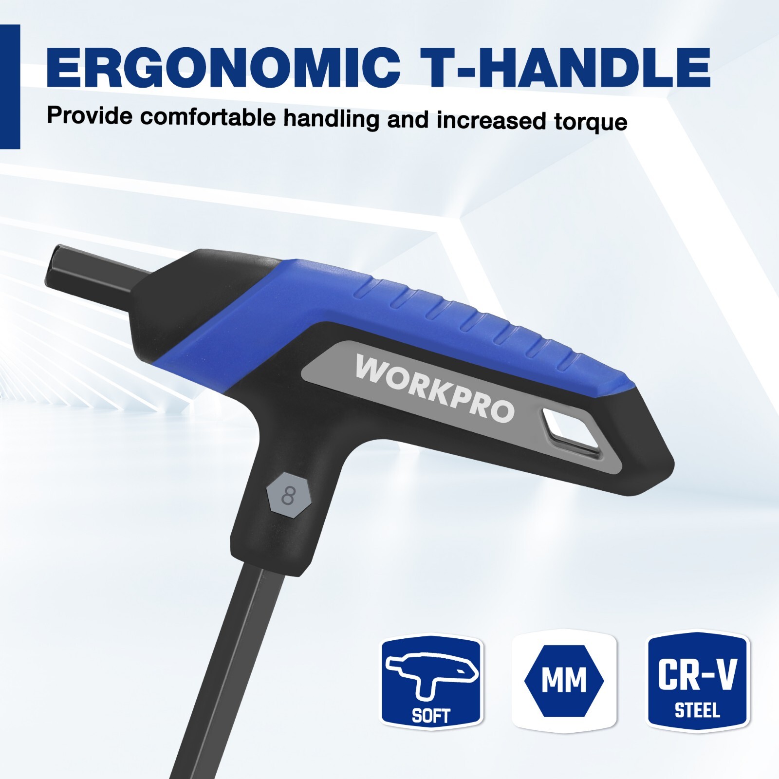 14-Piece T-Handle Allen Wrench Set, Metric & SAE T Handle Hex Key with Rack