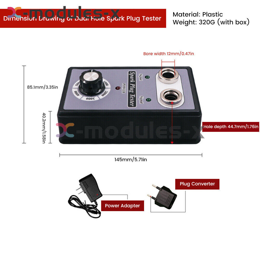Dual Hole 12V Car Spark Plug Tester Ignition Plug Analyzer Diagnostic Detector U