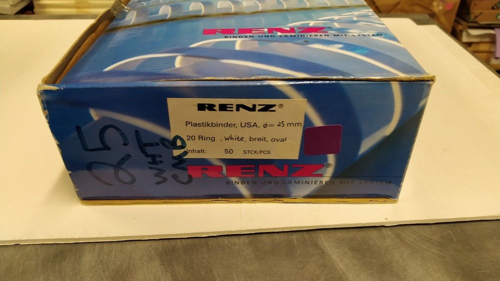 Renz White Comb Binds 25mm 20 plastic  ring x 50 pack