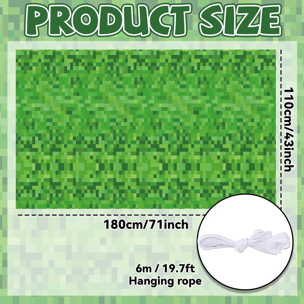 Pixel Party Backdrop Banner Decorations Pixel Theme Birthday Background Cloth...