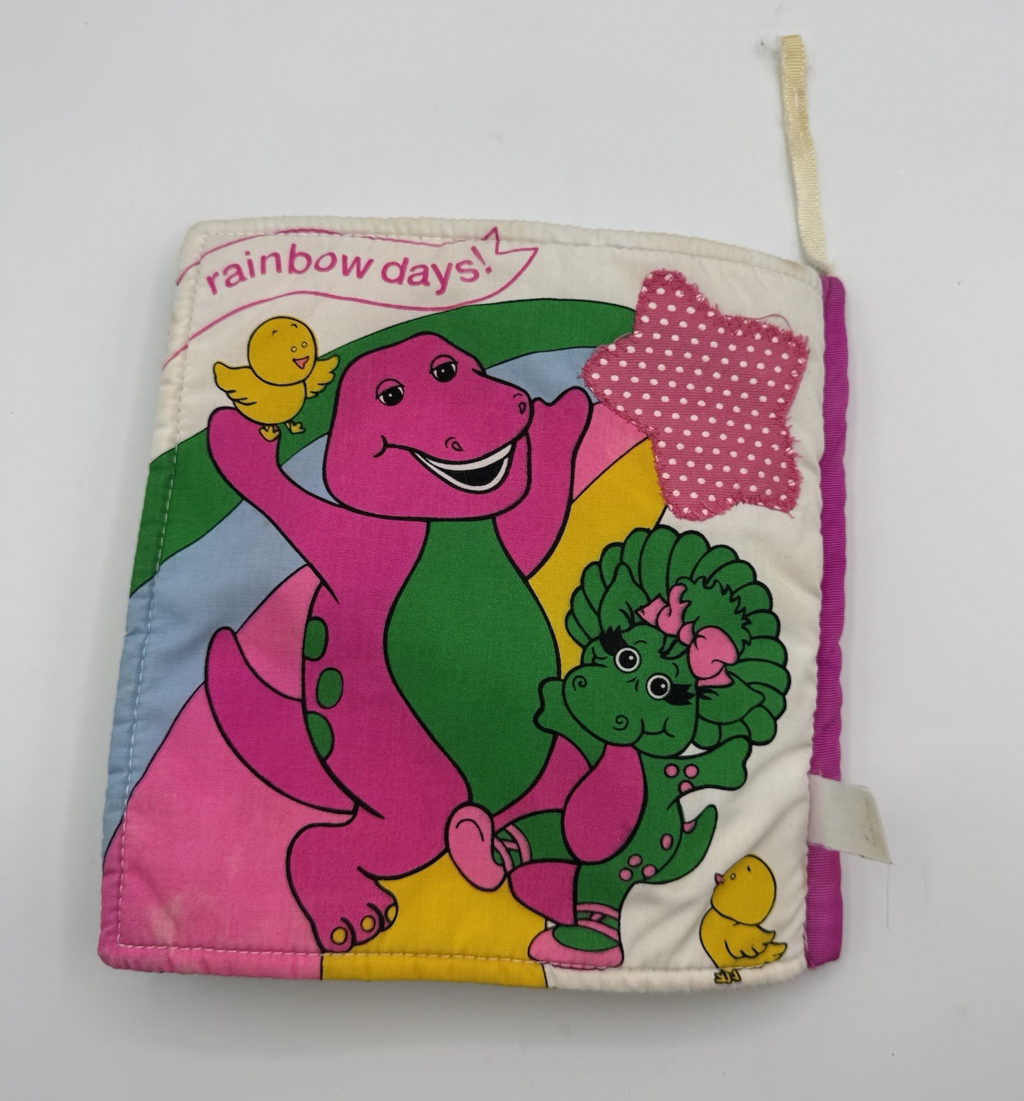 Rare Vintage 1993 Barney & Baby Bop Weather Book Soft Plush Washable