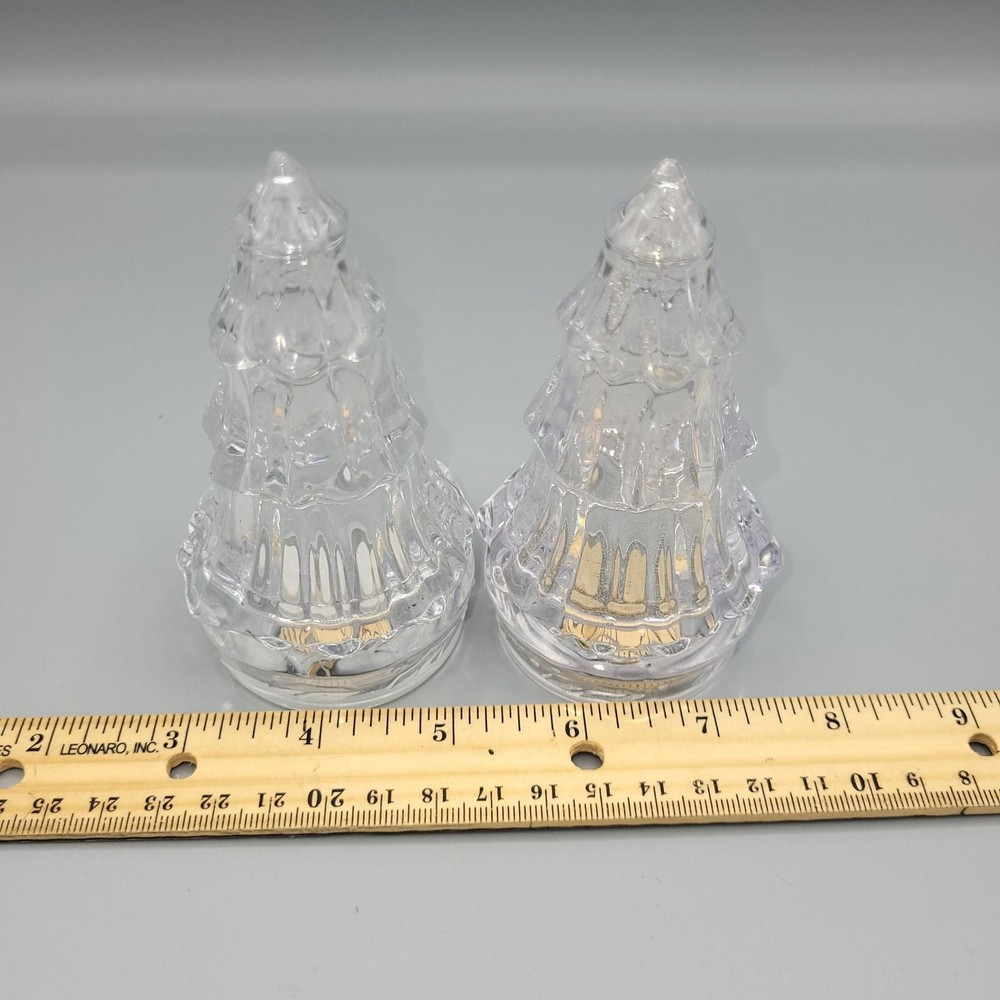 Clear Plastic Christmas Tree Salt and Pepper Shakers