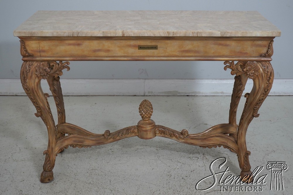 L63140EC: MAITLAND SMITH Highly Carved Marble Top Console Table