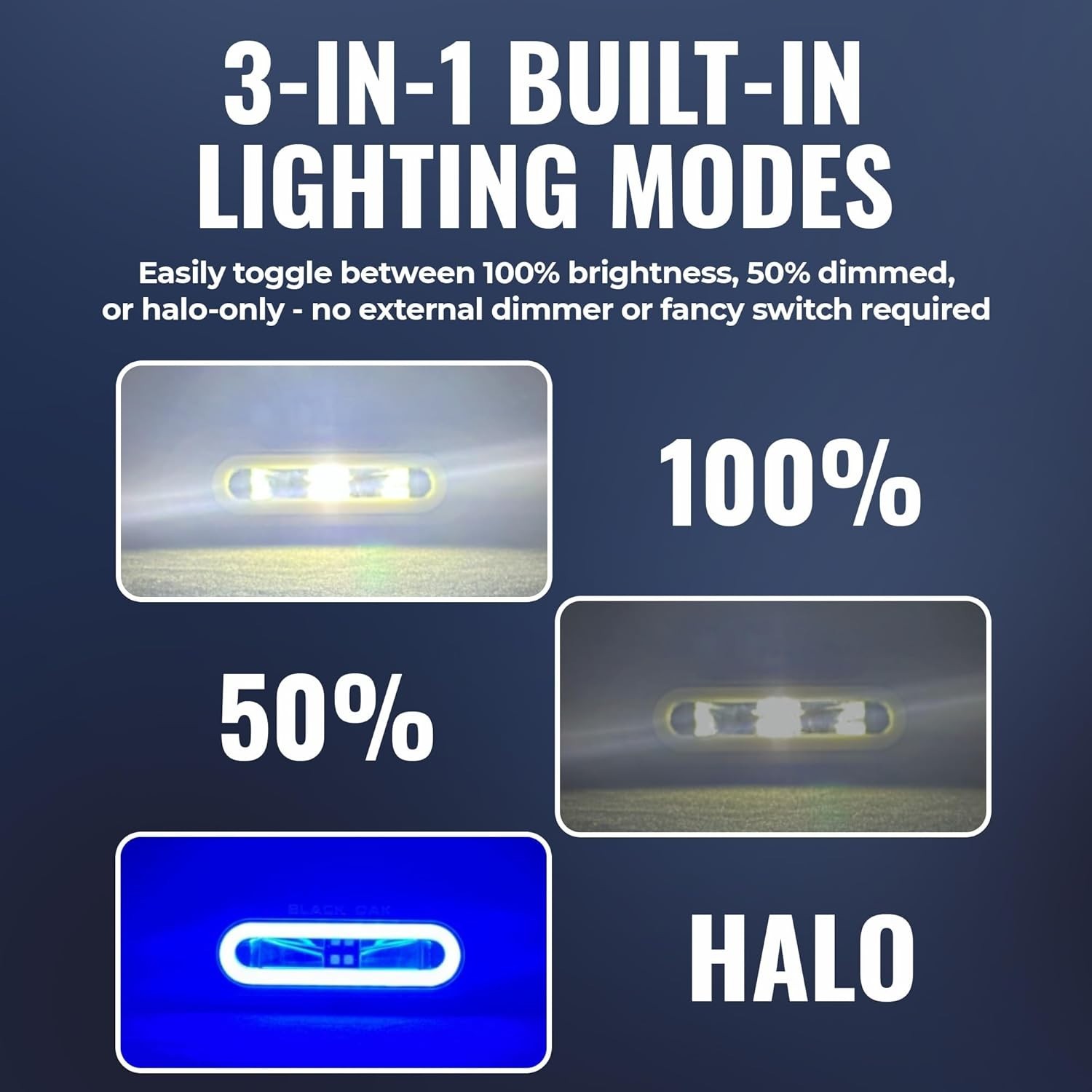 Black Oak Low Pro Marine Spreader Lights Deck 120° LED 2000 Lumens Waterproof