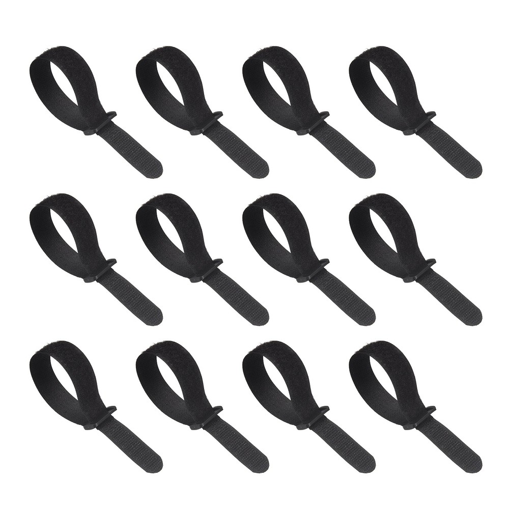 12pcs Reusable Cinch Straps 0.8"x7.9" Hook and Loop Cable Securing Straps, Black