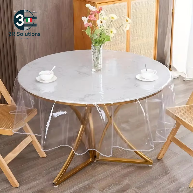 Transparent Plastic Round Tablecloth Protective Sleeve, PEVA Tablecloth