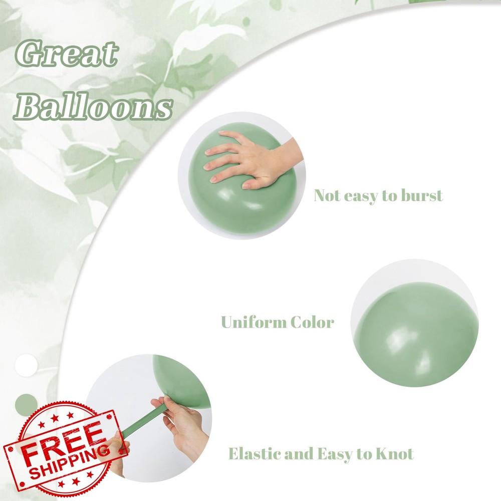 Sage Green Balloons 12inch 60pc Neutral Boho Wedding Baby Shower Decor