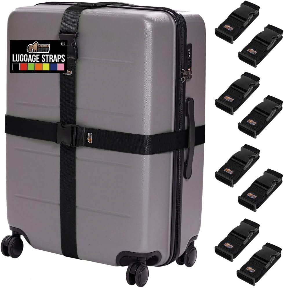 Black Adjustable Travel Straps 8 Pack