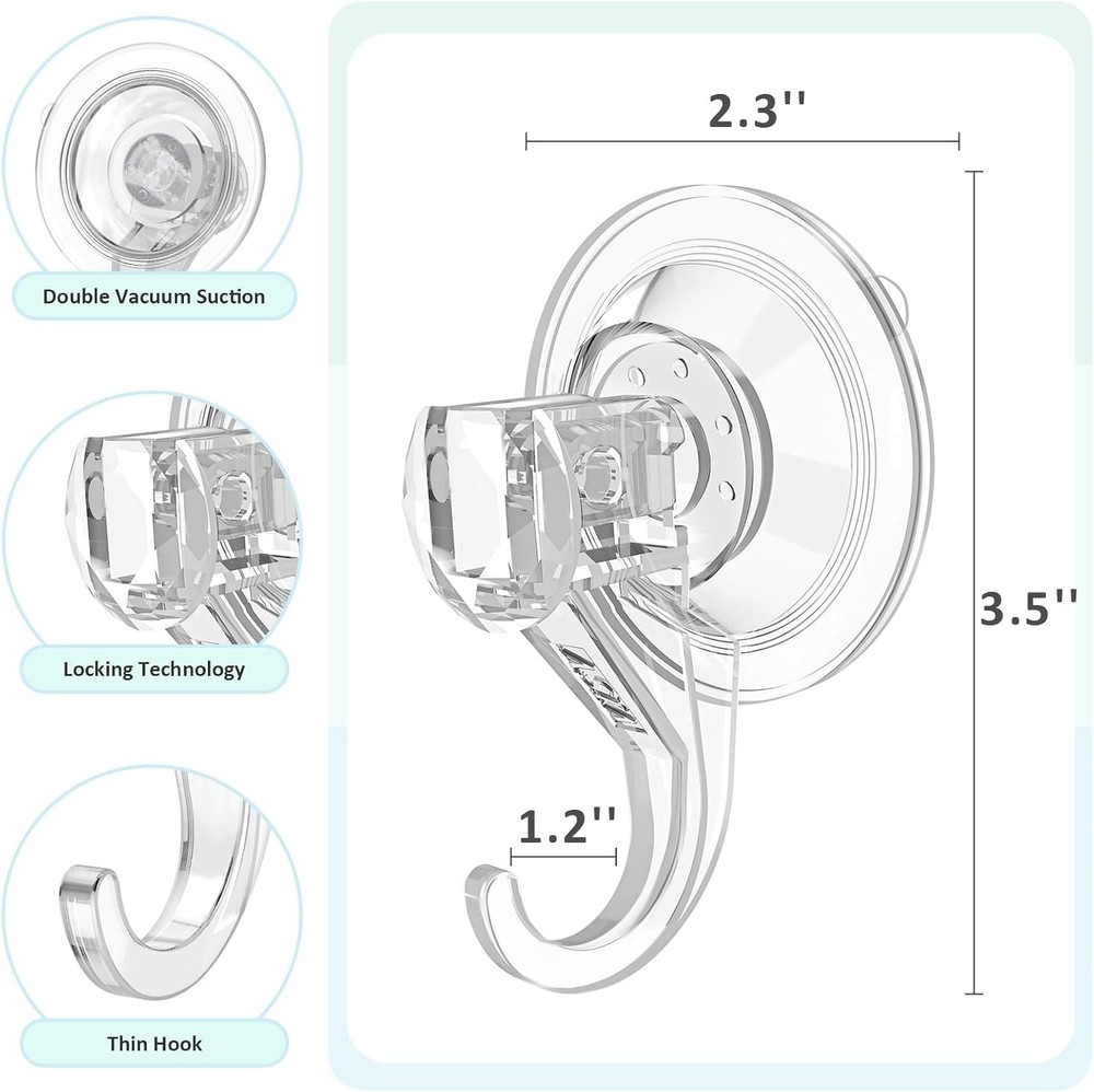 Suction Cup Hooks Small Shower Suction Hooks Heavy Duty Removable & Reusable