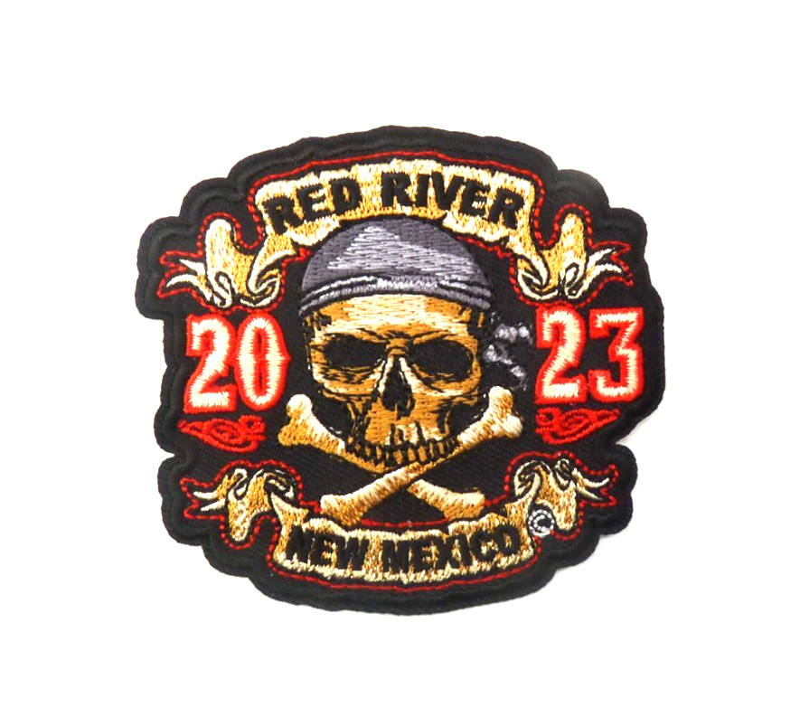 Red River New Mexico 2023 Skull Red, Tan Small Patch.