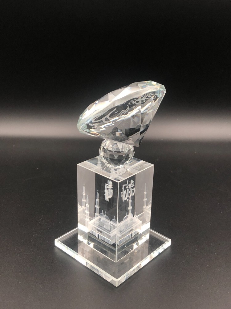 Hand Cut Allah Islamic Crystal religious Gift With Box