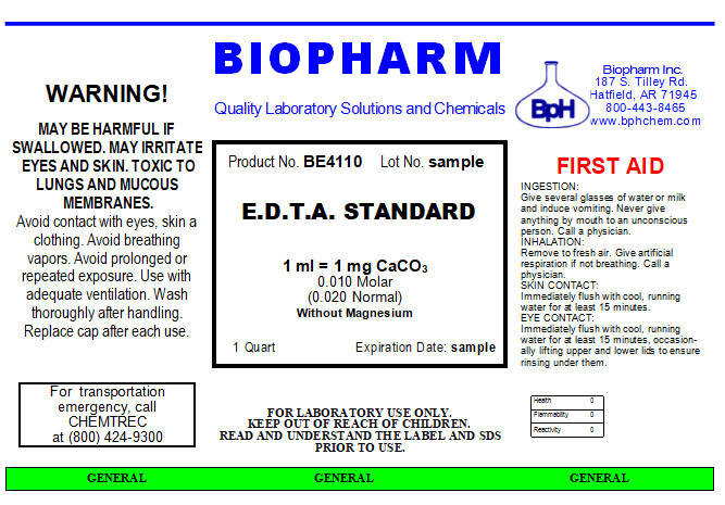 E.D.T.A. Solution 1 ml = 1 mg CaCO3 (0.010 Molar) Without Magnesium | 1 Quart