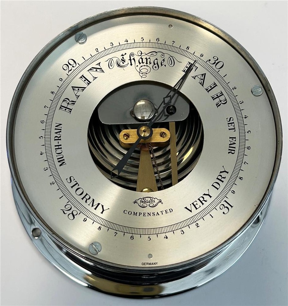 Salem Ship's Bell Clock & Barometer - Ship's Wheel Chrome Case Set
