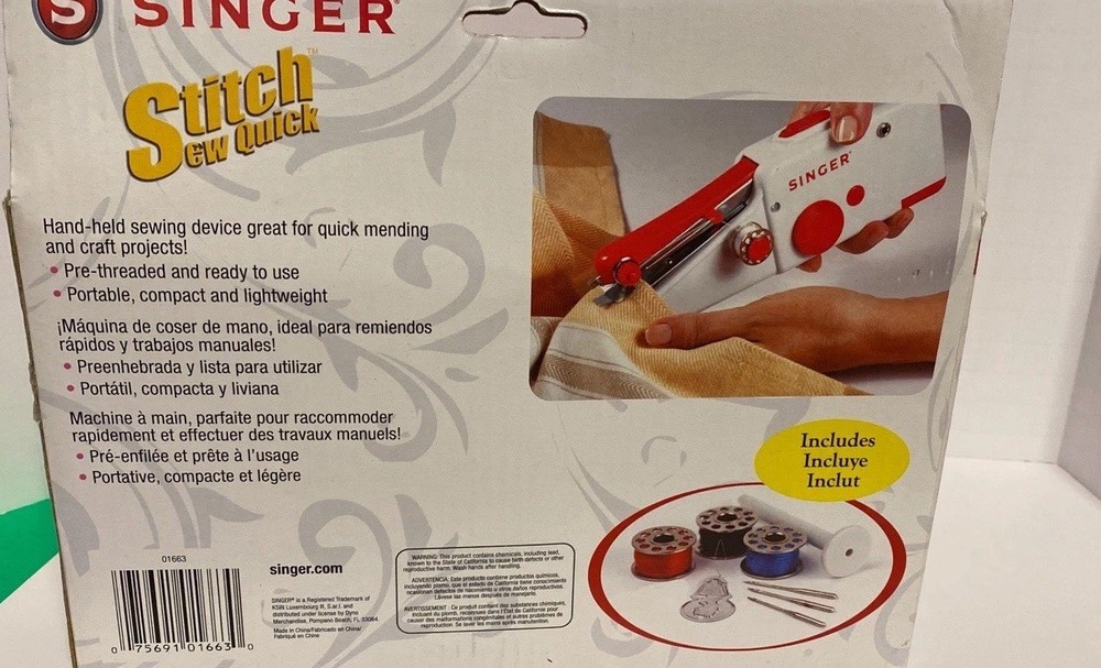 Singer Stitch Sew Quick Handheld Sewing Machine Kit Portable Compact Lightweight