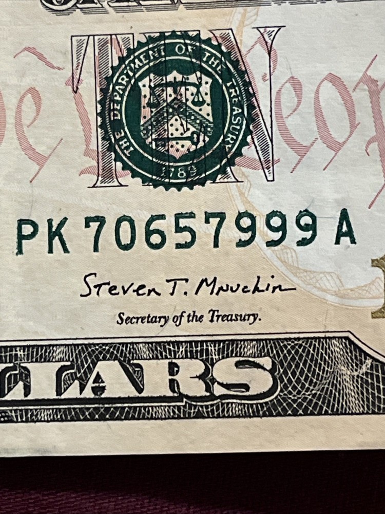 $10 Banknote Series 2017A Excessive Ink Bleed Through Almost Uncirculated￼