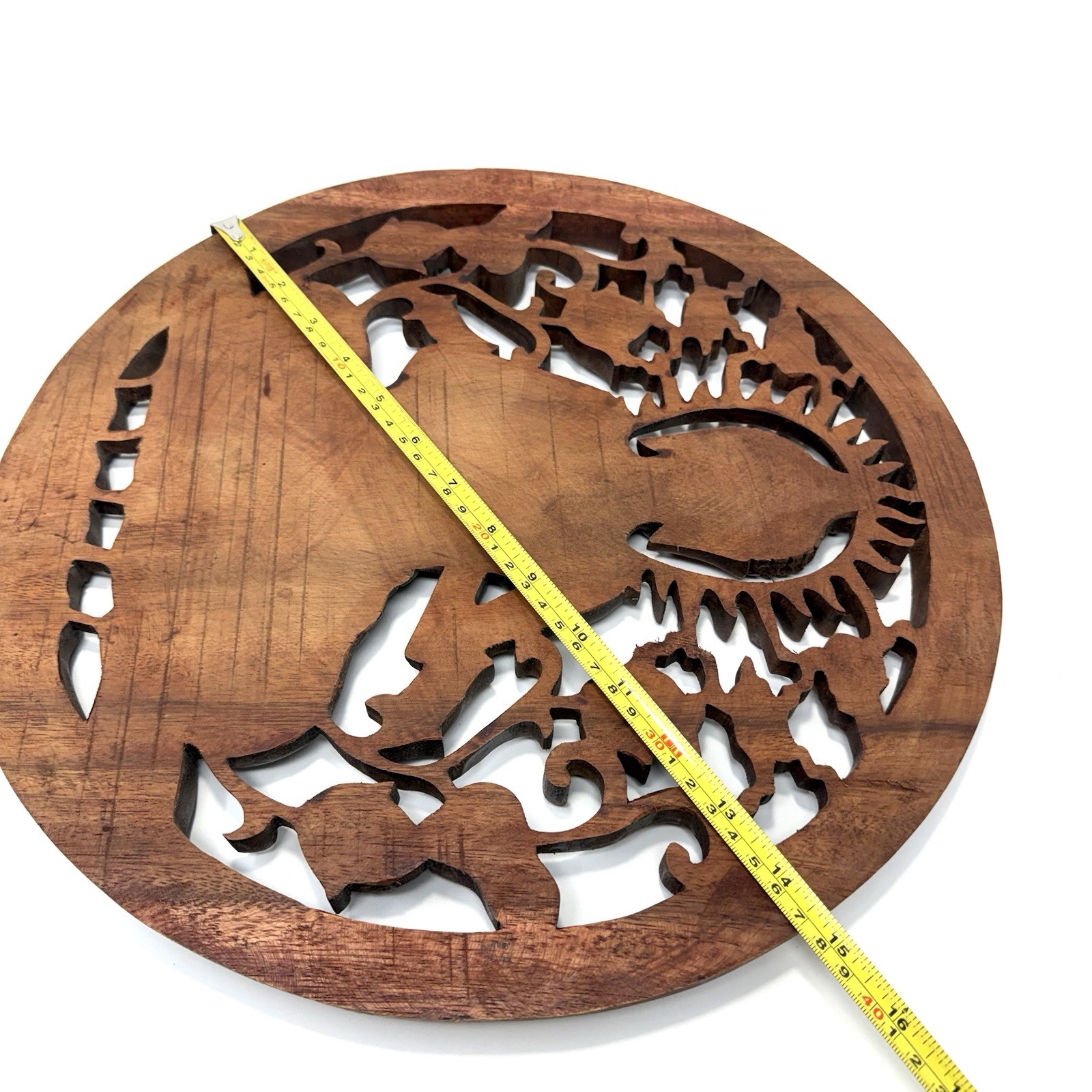 Wooden Hand Carved Wall Hanging Buddha Sculpture Statue Panel Relief Plaque 14.5