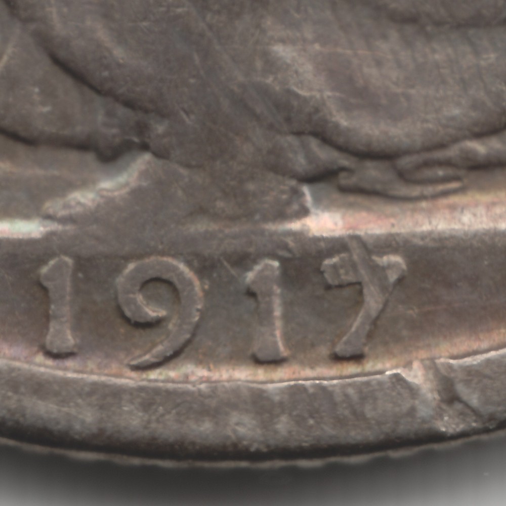 1917 D Reverse Walking Liberty Half Dollar, F-VF