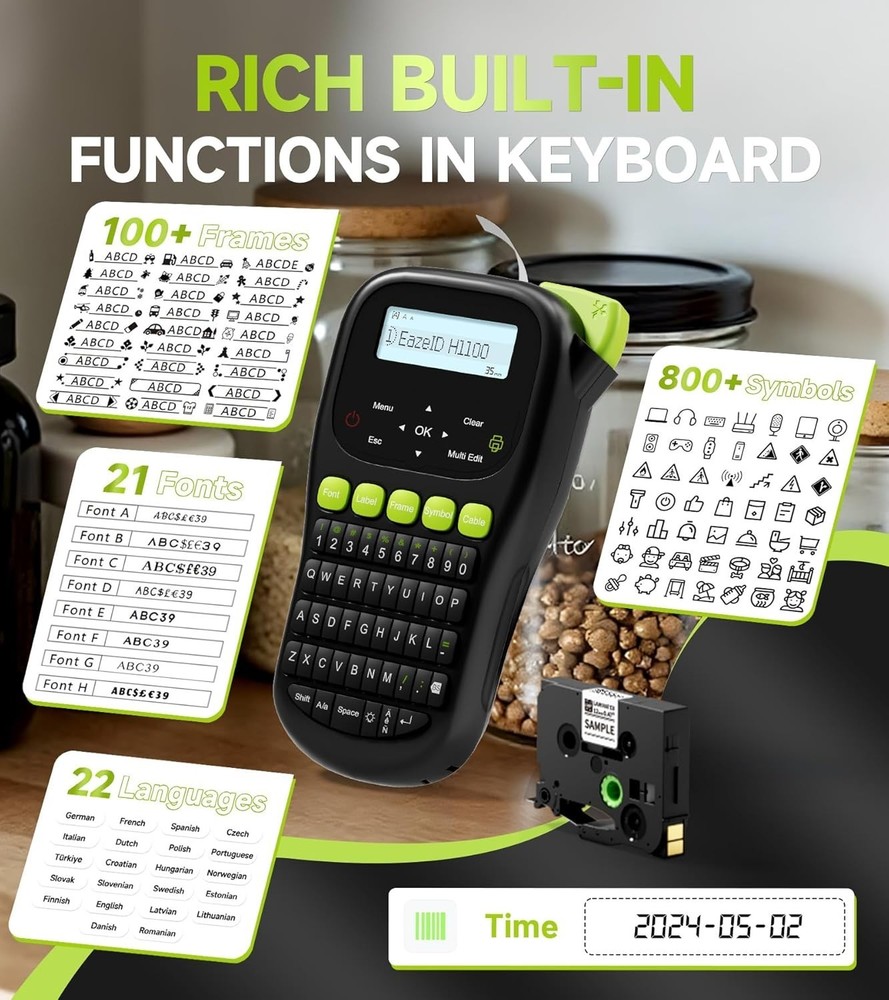 Industrial Label Maker Machine with Tape Waterproof, Portable Cable Label Maker