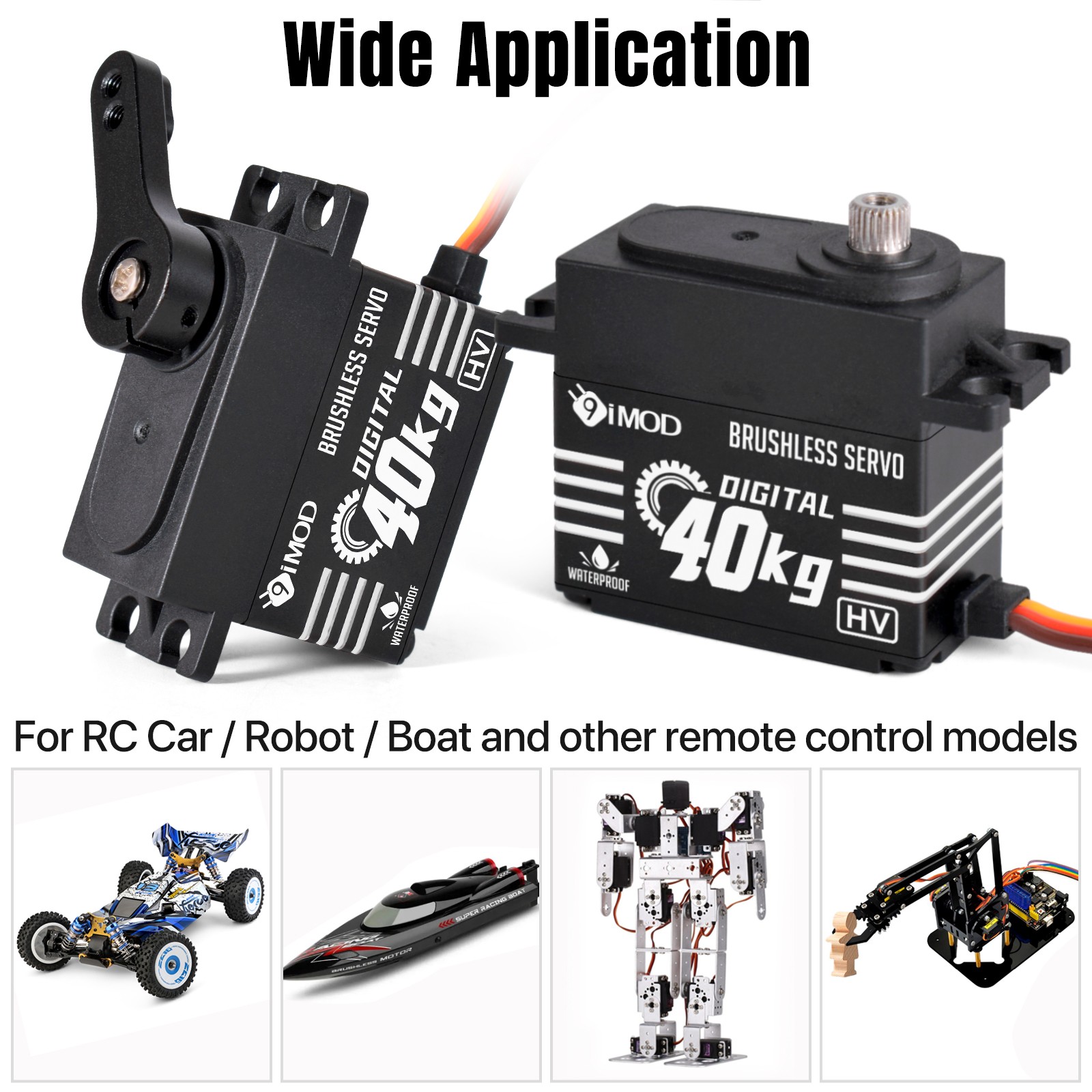 180° 40KG Brushless Servo Metal Gear Digital Servo for 1/8 1/10 RC Crawler Car
