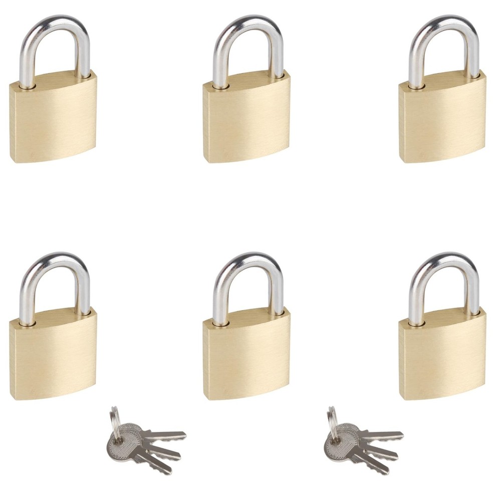 6Pack Small Locks with Same Keys, 0.98Inch (25mm) Wide Lock Body Solid Brass ...