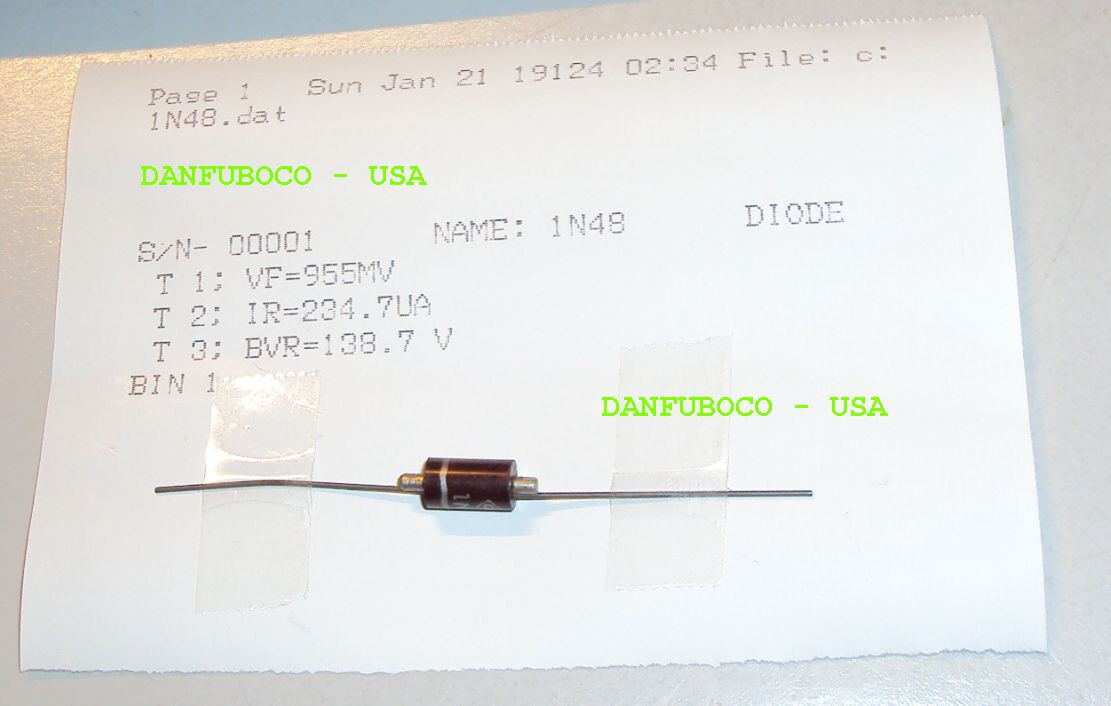 CBS  1N48 Germanium Diode from the 1950's New old Stock Tested to Spec with data