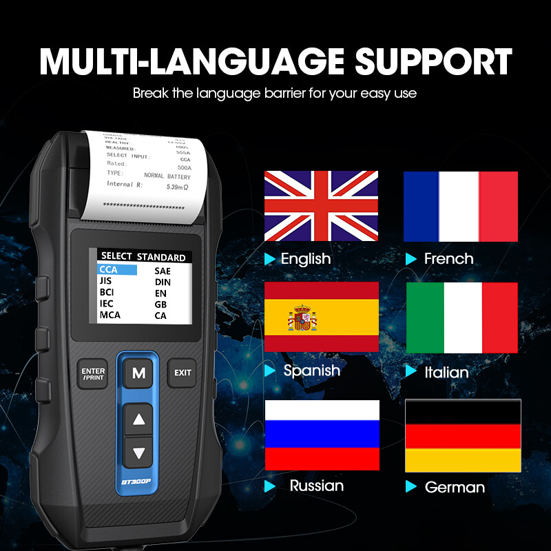 Topdon BT300P Battery & Diagnostic Analyzer Tester W. Printer Carrying Bag