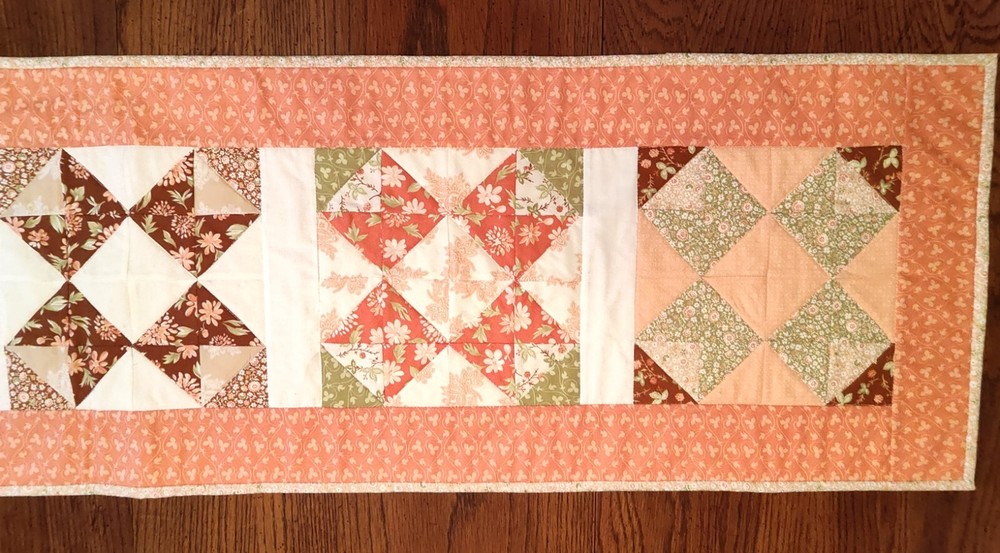 Harvest Second Spring Cinnamon & Cream Fall Handmade Table Runner Quilt