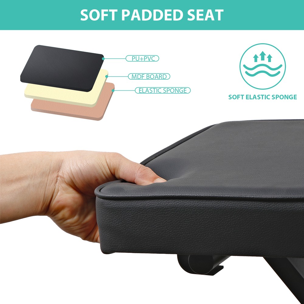 Adjustable Padded Keyboard Bench X-Style Folding Stool Piano Bench Black