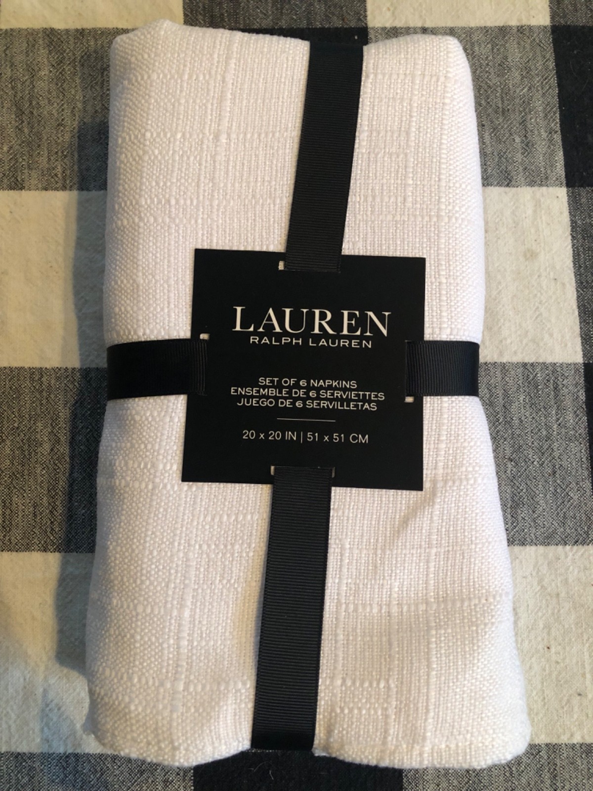 S/6 RALPH LAUREN Holland White 20" Textured Dinner Napkins -- NWT
