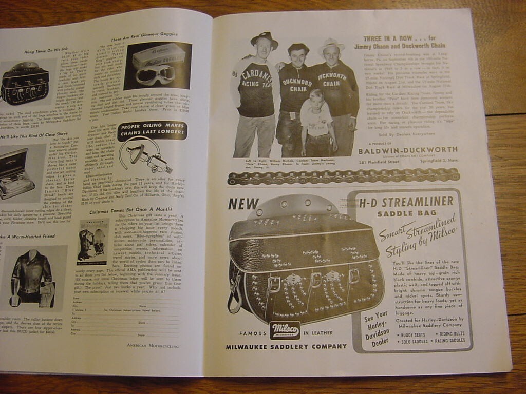 VINTAGE American Motorcycling magazine November 1949 New Triumph Thunderbird