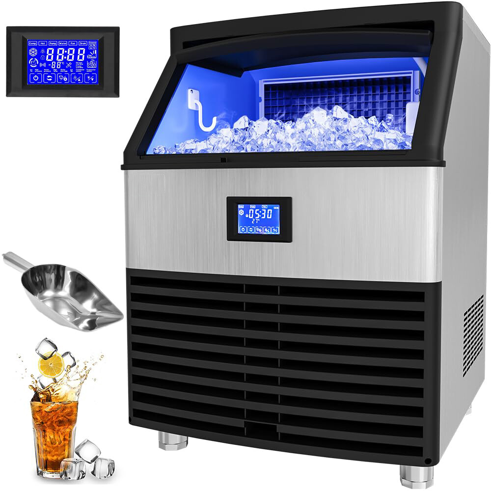 Commercial Ice Maker Machine 110lbs Storage Bin Bar Restaurant Ice Cube Machine