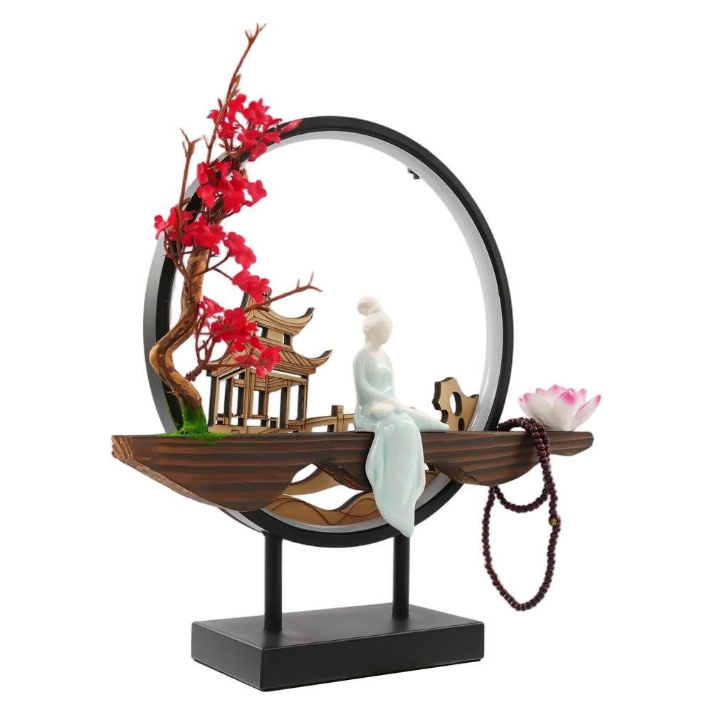 Backflow Incense Holder with LED Light, Ceramic Backflow Incense Burner