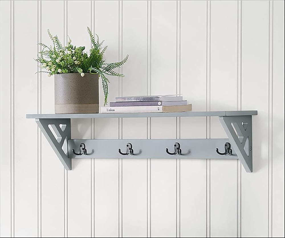 Coventry 36" W Coat Hook with Shelf, Gray