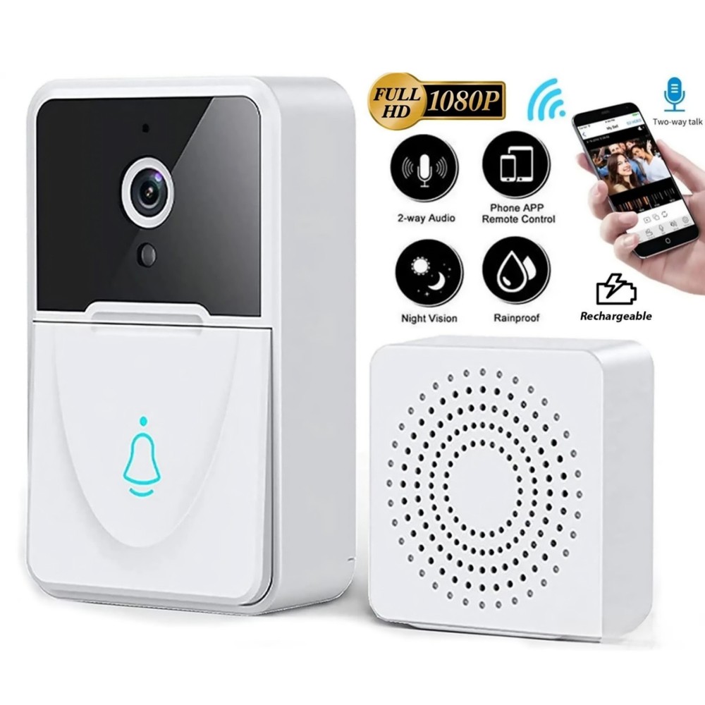Wireless Security Video Doorbell WiFi Camera Two Way Audio Night Vision Kit