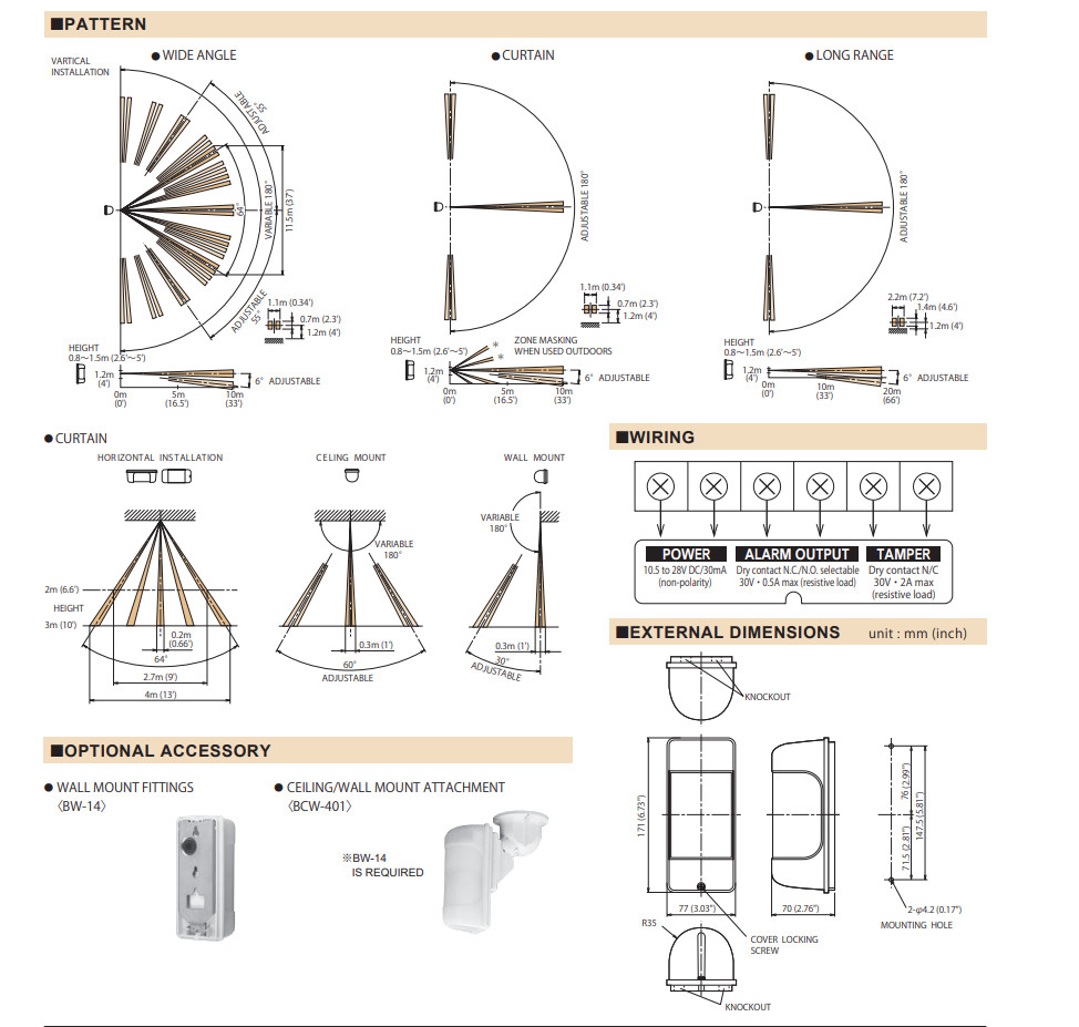 TAKEX MS-100E Outdoor / Indoor Variable Motion Detector