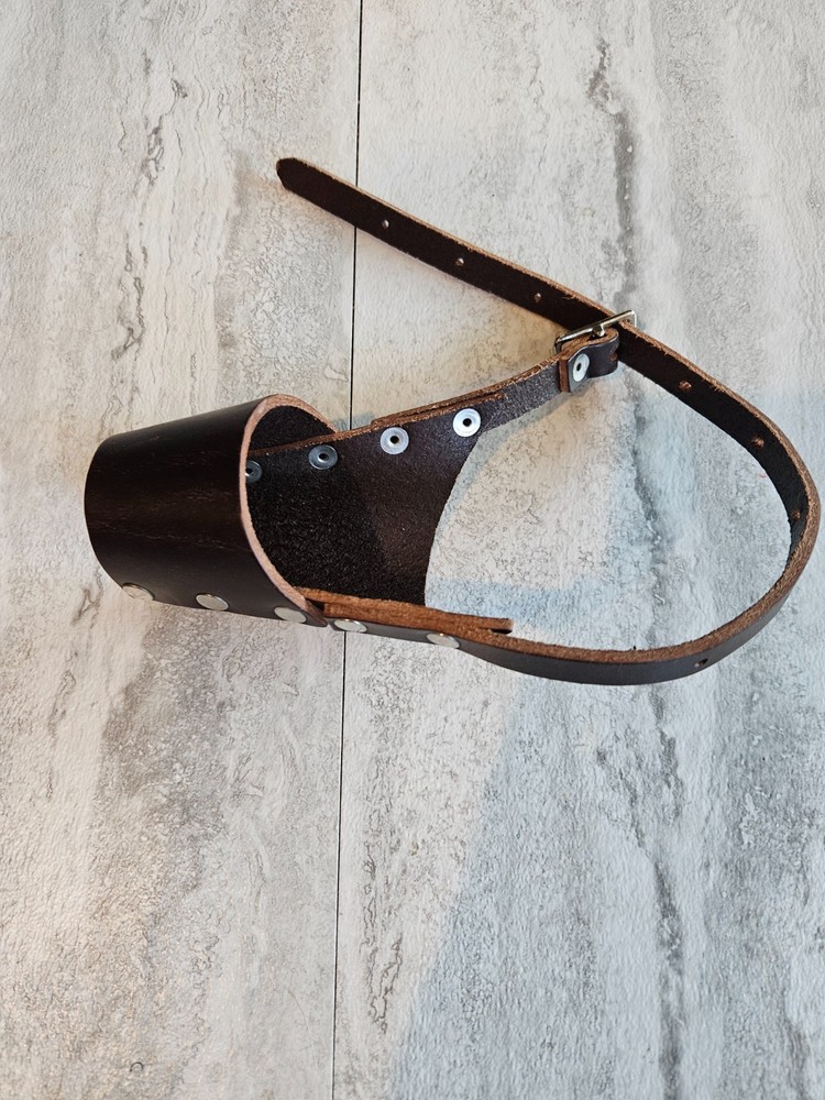 Vet approved small dog leather muzzle adjustable
