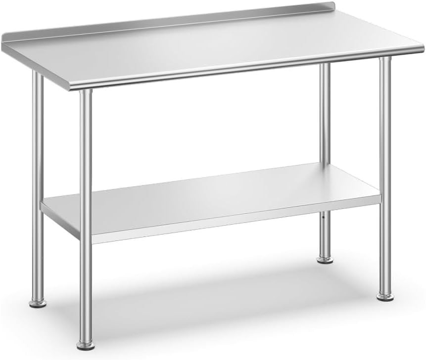 Stainless Steel Work Table with Backsplash 48'' x 24'' NSF Kitchen Prep Table