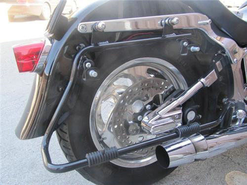 5" Stretched Hard Saddle Bags & Conversion Bracket Kit For Harley Softail 84-17