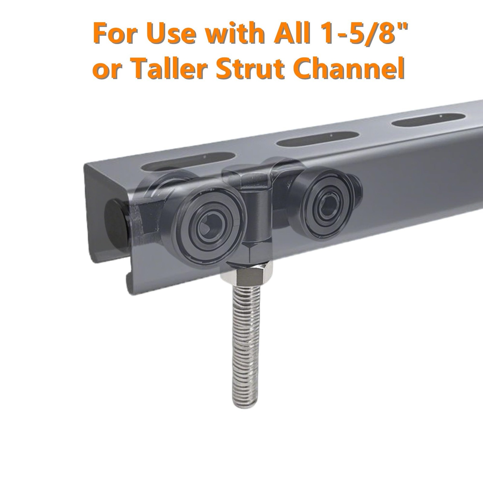 2 Pack 4-Wheel Silent Trolley Assembly Rollers for 1-5/8 Inch Unistrut Channel