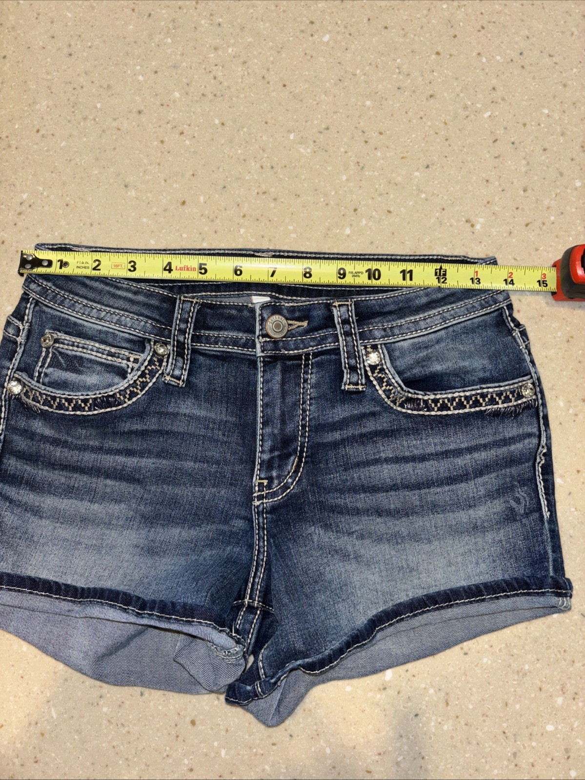 SHYANNE Shorts Womens Size 27 Blue Jean Denim Cowgirl Western Bling 4” JUNIORS