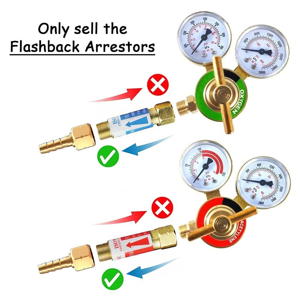 Uenede Oxygen & Acetylene/Propane Flashback Arrestors Set Regulator End...