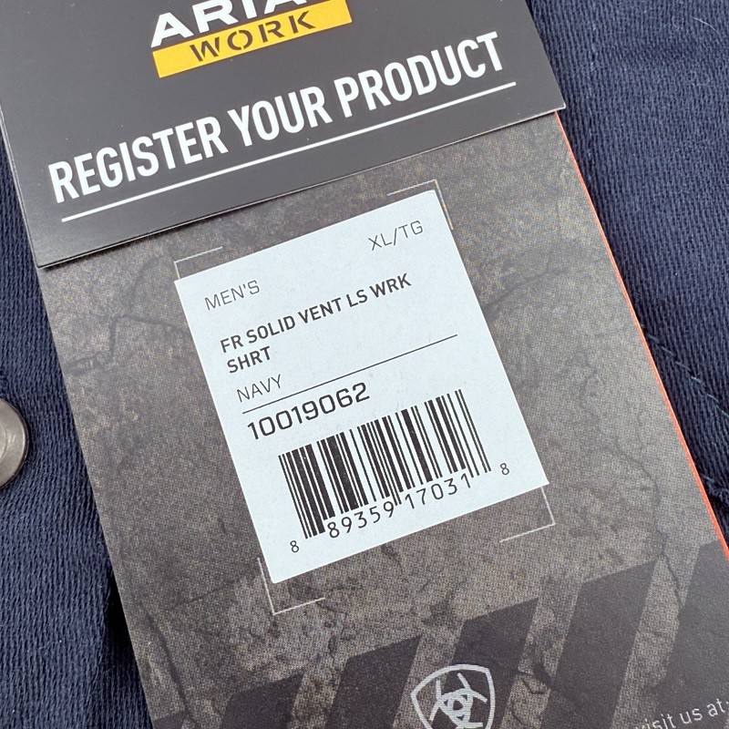 Ariat Work FR Solid Venttek LS Work Shirt Men's XL Navy Unit Drilling Company