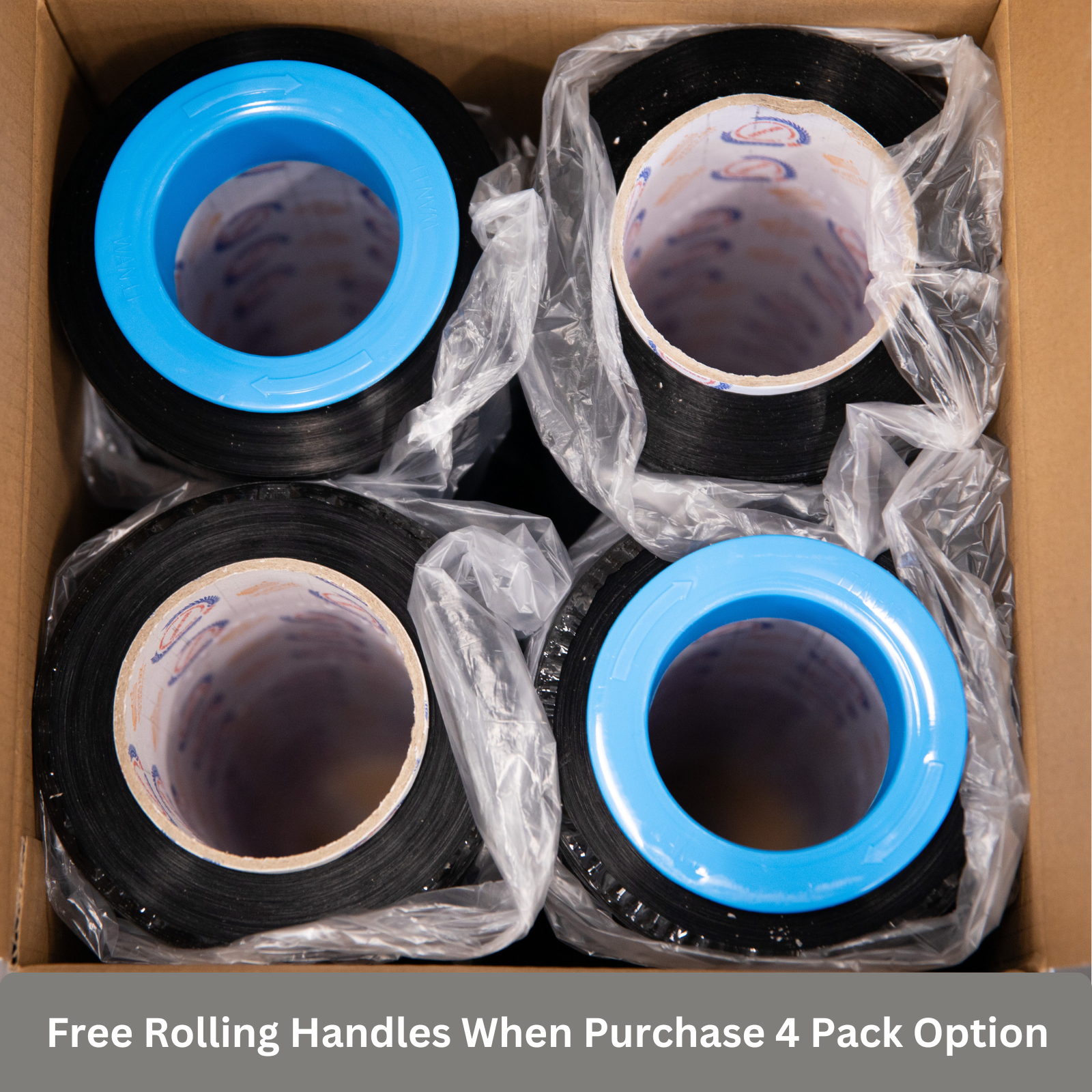 18" x 1500' 60 Gauge 4 Rolls Pallet Wrap Stretch Film Hand Shrink Wrap Black NEW