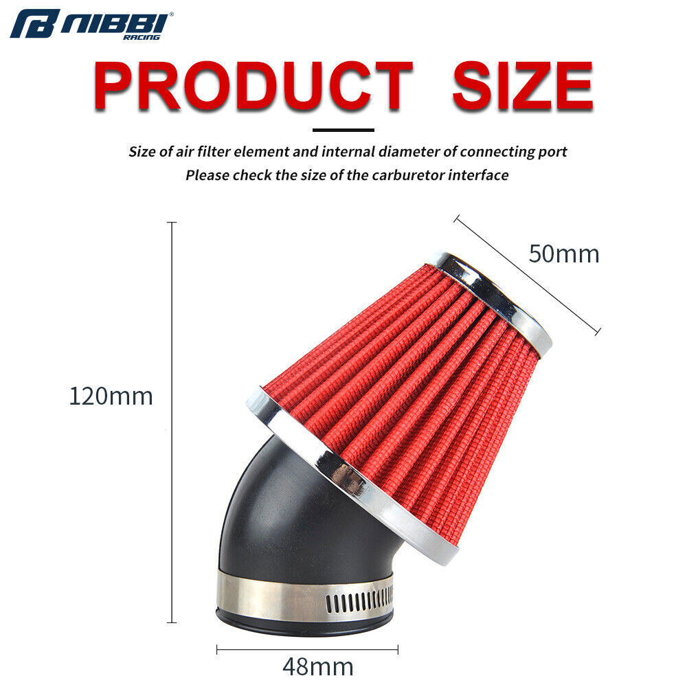 NIBBI Washable Tapered 48/49/50mm Pod Air Filter Motorcycle Cafe Racer Dirt Bike