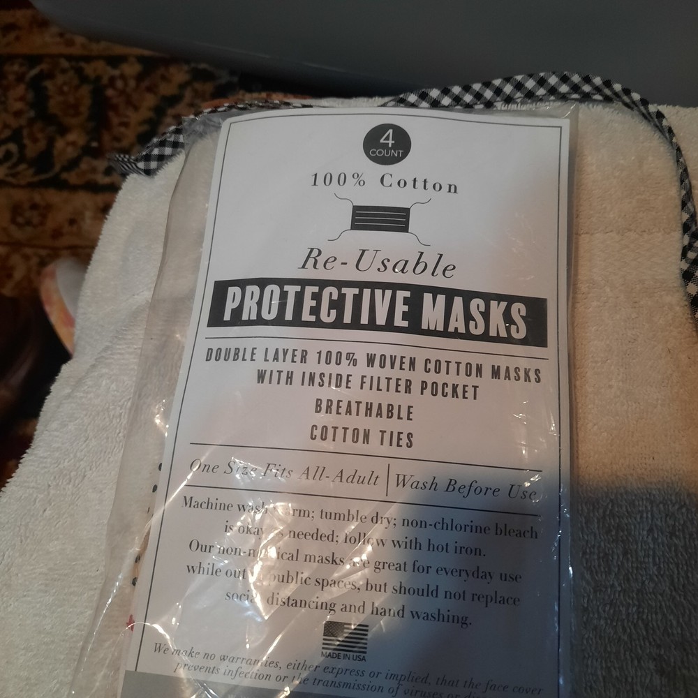Protective Masks 100% Cotton Double Layet With Inside Filter Pocket Robert...